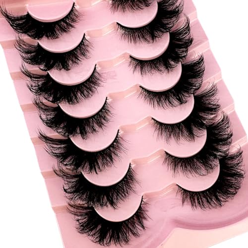 HBZGTLAD 3d Fluffy Mink Lashes Eyelashes Thick Long Faux Mink Eyelashes Long Lasting Dramatic Cat Eye Lashes 5D Volume lashes Extension (015)