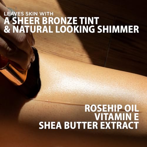 Bare It All Body Gloss Shimmer Body Oil with Shea Butter, Rosehip, Mica, & Vitamin E | Natural Shimmery & Glowing Finish | Anti-aging & Treats Stretch Marks