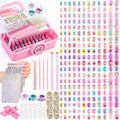 Pink Kids Press-On Nail Art Kit with 480 Fake Nails & Storage Case