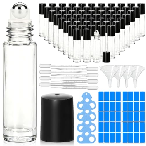 Clear 10ml Essential Oils Roller Bottles Set - Leakproof & Refillable