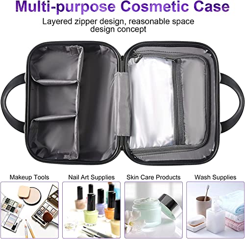 JZRTravel 14 Inch Black Hard Shell Makeup Organizer Case Portable Cosmetic Bag