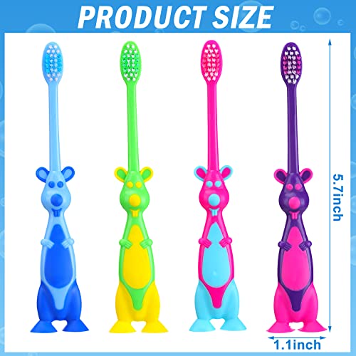 Gerrii 400 Pcs Kids Soft Kangaroo Shape Toothbrushes with Covers - Bulk Pack