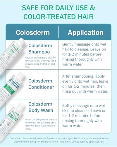 Colosderm Eczema Shampoo & Conditioner for Sensitive Scalp - Kids & Adults, 16 fl oz