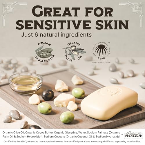Carolina Castile Unscented Liquid & Vegan Unscented Bar Soap - Vegan & Pure Organic Soap Concentrated Non Drying All Natural Formula - Soap Bars with Organic Cocoa Butter and Olive Oil