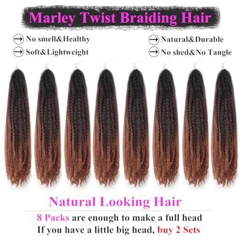 XSASLYET 18 Inch Marley Twist Braid Hair 8 Packs Cubano Style Protective Hair