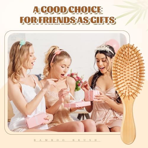 12 Pcs Natural Bamboo Hair Brushes Set - Wooden Paddle Detangling & Styling