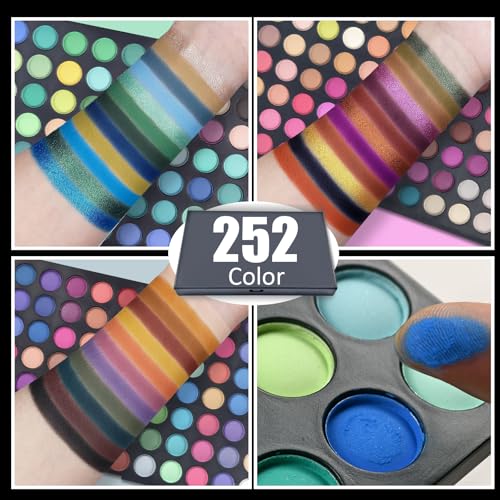 Pure Vie 252-Color Eyeshadow Palette - Matte & Shimmer Blendable Eye Makeup Set