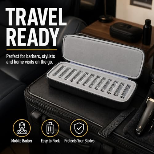12-Slot Clipper Blade Case for Wahl, Andis & Oster A5 - Black & Grey
