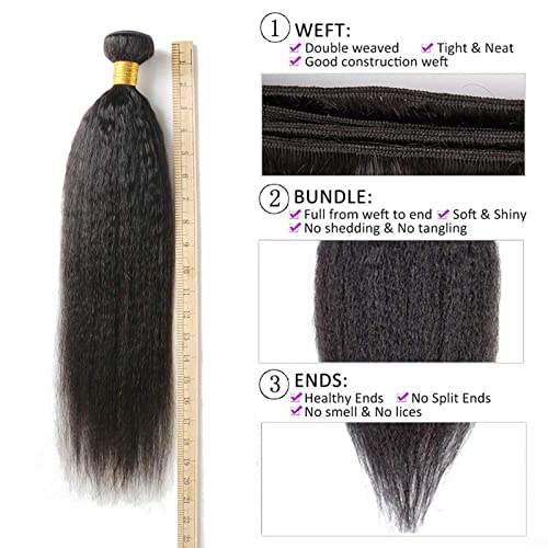 Short Brazilian Yaki Straight Human Hair Bundles 12 Inch - Kinky Straight Variation