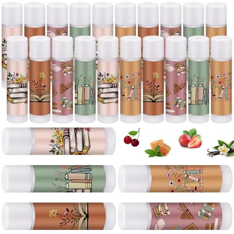 Leelosp 25 Pack Book Club Lovers Gifts Bulk Bookish Lip Balms Party Supplies Reading Accessories Librarian Bookworms Readers Gifts for Women Men Coworker Employee Teachers Students