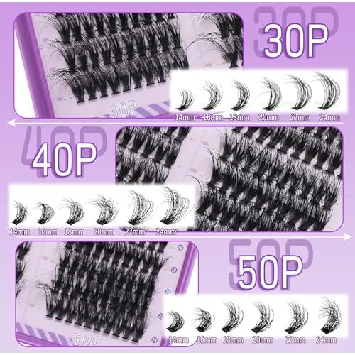 KEYYOU Lash Clusters 3D Effect 231pcs Eyelash Clusters 100D200D 10-18mm D Curl Wispy Lashes Individual Cluster Lashes Natural Volume Soft DIY Lash Extensions (3D-100D200D-D-10-18MIX)