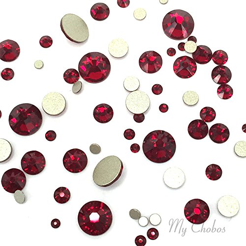 144 pcs Dark Red Swarovski Flatback Crystals Assorted Sizes for Crafts