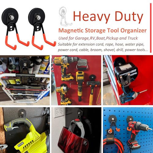 Heavy Duty Magnetic Garage Hooks - 2.59 Inch Orange Medium Pack of 10