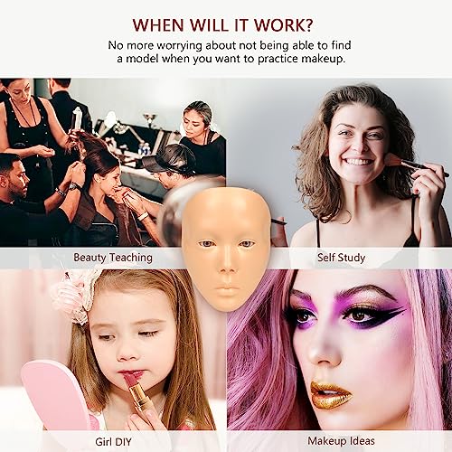 Laokiiy Silicone Makeup Practice Face Full White 5D Mannequin for Eyelash & Eyeshadow
