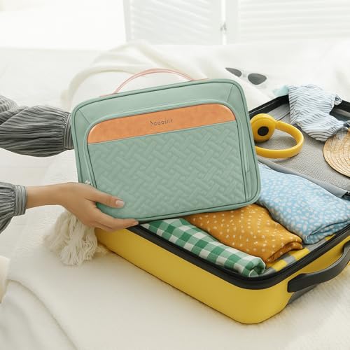 Travel Hanging Toiletry Bag for Women - Green, Large with Jewelry Organizer