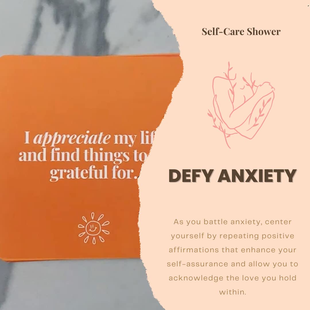 Self Care Shower Waterproof Affirmation Cards For Shower For Anxeity [Waterproof] By Positive Manifest For Women Meditation Cards and Daily Motivational Self-Empowering Quotes Girl Boss 15 Stress