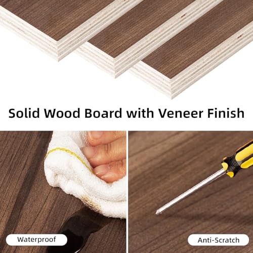 Floating Solid Wood Console Table Wall Mount with Storage Shelf - Walnut, 80cm