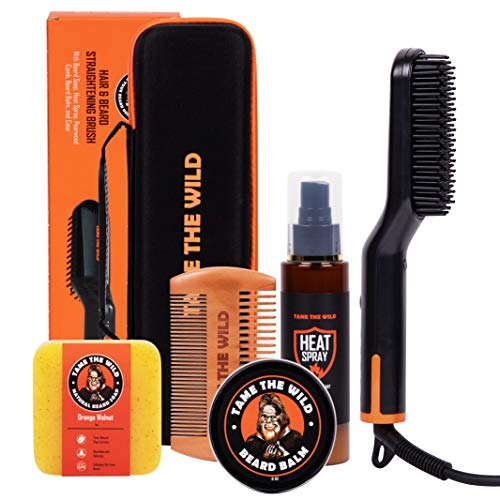 Tame the Wild 6-Piece Premium Beard Grooming Kit with Heated Brush & Accessories