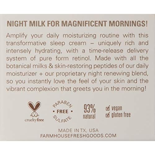 FarmHouse Fresh Face Moisturizer, Anti-Aging Cream. Hydrating Peptide Overnight Cream, Three Milk Ageless Sleep Cream. 1.7 Fl Oz