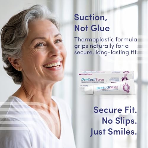 DENTTACH Seven Denture Adhesive Thermoplastic Cushion & Reliner (2) – Zinc-Free, Up to 7 Days