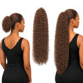 Water Wave Drawstring Ponytail Extension - Auburn Ginger, 28 Inch, Curly Hair