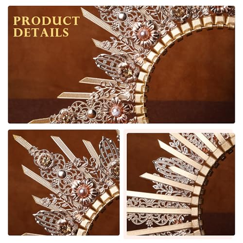 Handmade Spiked Halo Crown - Sun Goddess Headband with Zip Tie - Yellow