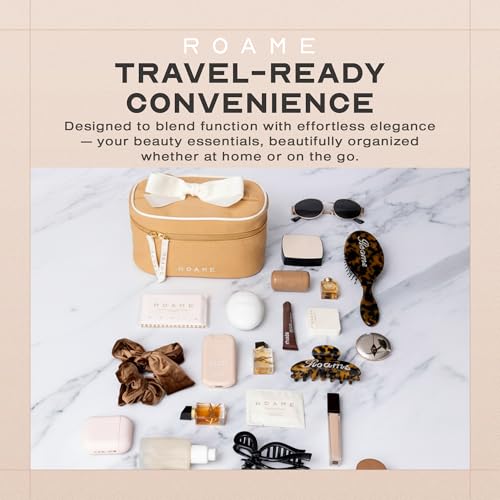 Roame Everyday Vanity Bag ? Elegant Canvas Cosmetic Travel Bag with Zipper, Spacious Toiletry Organizer & Makeup Pouch for Women ? Stylish Daily Companion for Life at Home or On-the-Go