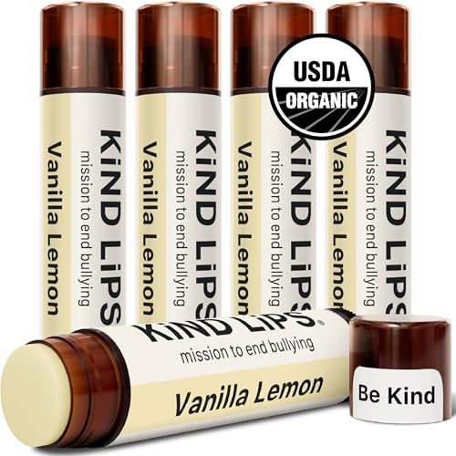 Kind Lips Vanilla Lemon Organic Lip Balm Natural Moisturizing Lip Care 5 Pack