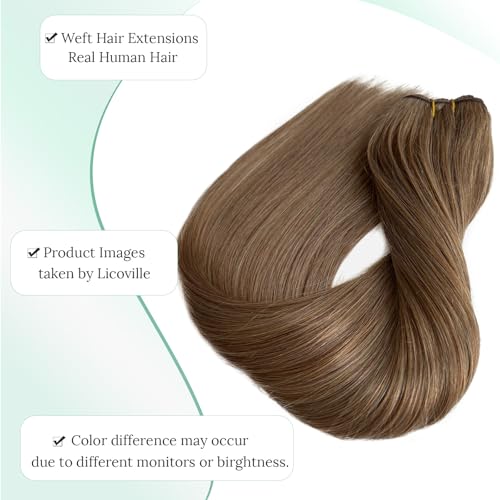 Ash Brown Human Hair Weft Extensions 22 Inch 120G Hand Tied Sew-In