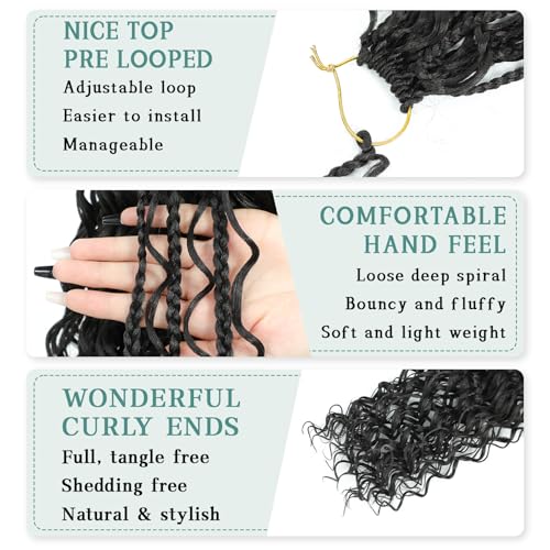 18 Inch Boho Crochet Braids for Black Women - 7 Packs, Variation 1B