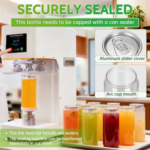 500ml Plastic Boba Cups with Lids - Leak-Proof Sealable Can Containers for Smoothies & Drinks