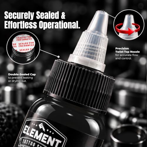 Element Tattoo Supply 2 oz Greywash Set – 3 Shades Greywash (Light, Medium, Dark) for Black & Grey Tattoos