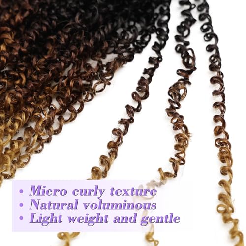 Yanky Twist Crochet Hair 8 Inch 8 Packs 30 Strands Each Pre-Looped Fluffy Passion Twist Ombre Brown Synthetic Braiding Hair