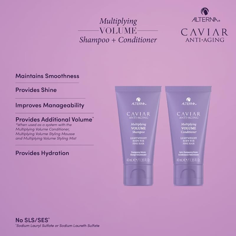 Alterna CAVIAR Anti-Aging Hair Care Set - Volumizing Shampoo, Conditioner & Styling Mist for Fine Hair
