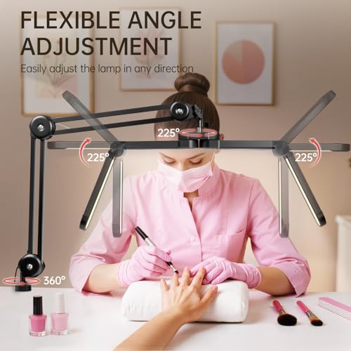 Half Moon Nail Desk Lamp with Adjustable Clamp and Foldable Design - LED Studio Lighting for Nail Techs