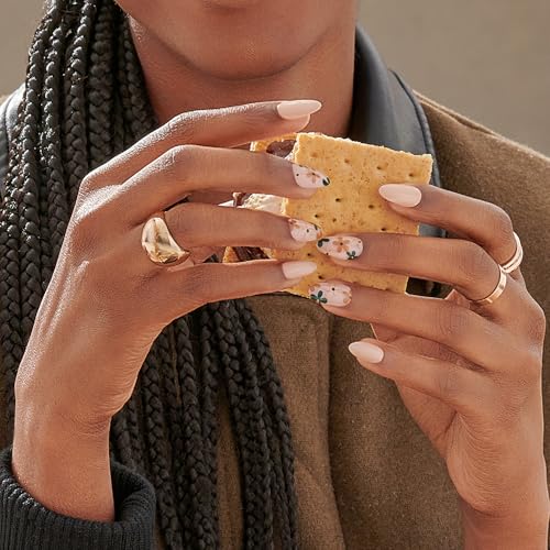 KISS imPRESS No Glue Mani Press On Nails, Design, 'As It Was', Beige, Medium Size, Almond Shape, Includes 30 Nails, Prep Pad, Instructions Sheet, 1 Manicure Stick, 1 Mini File