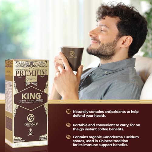 Organic King of Coffee Instant Coffee with Ganoderma Lucidum - Classic Roast, 25 Sachets