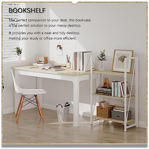 Foldable Bookshelf Storage Rack - 3 Tiers, No Assembly, Vintage Design, 23.6in Wide - Natural White
