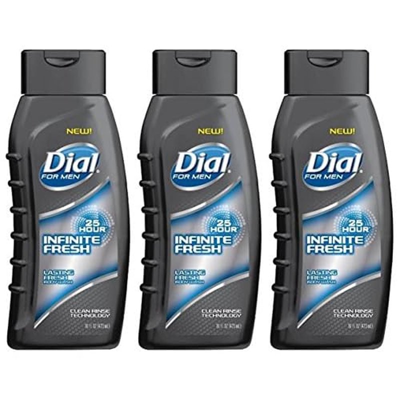 Dial For Men Body Wash - Infinite Fresh - 25 Hour - Net Wt. 16 FL OZ (473 mL) Per Bottle - Pack of 3 Bottles