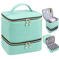 RZMAYIS Light Green Nail Polish & Manicure Organizer Bag - Holds 30 Bottles & Lamp