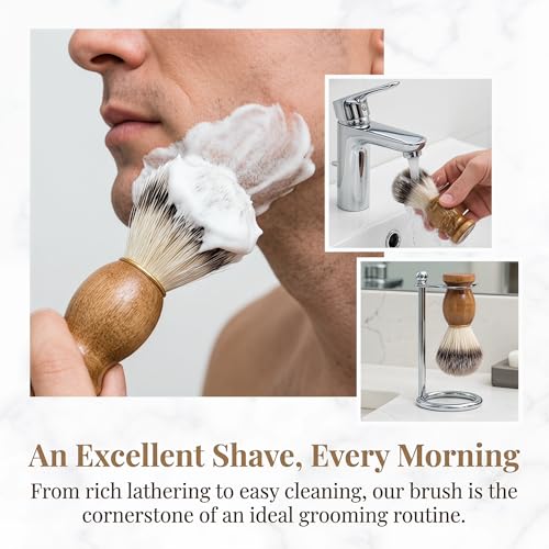 10 Pcs Wooden Handle Shaving Brush for Men - 10.3x3.1cm, Travel-Friendly