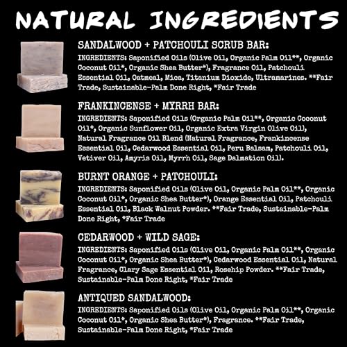 Bluebyrd Handmade Soap Gift Set - Woods Scented Variety Pack for Men & Women