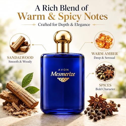 AVON Mesmerize Men’s Cologne Spray 3.4 Fl Oz - Long Lasting Woody Spicy Scent