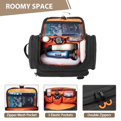 Prokva Black Tactical Toiletry Bag for Men, Hanging Travel Dopp Kit