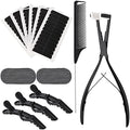 Hair Extension Tools Kit with Flat Pliers & Double Sided Tape - Black