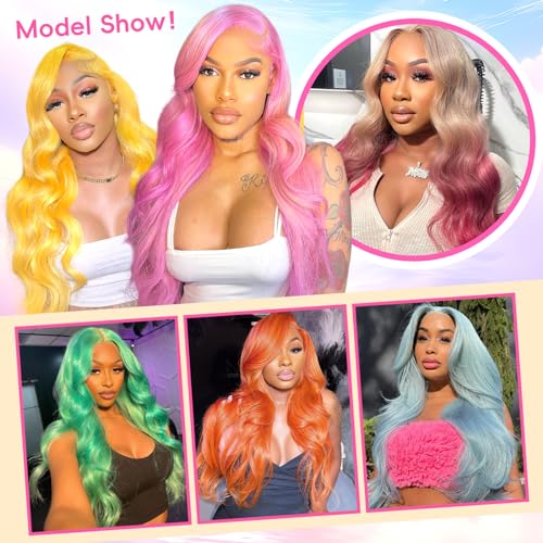 26 Inch Blonde Human Hair Lace Front Wig 13x6 Body Wave Unprocessed 613