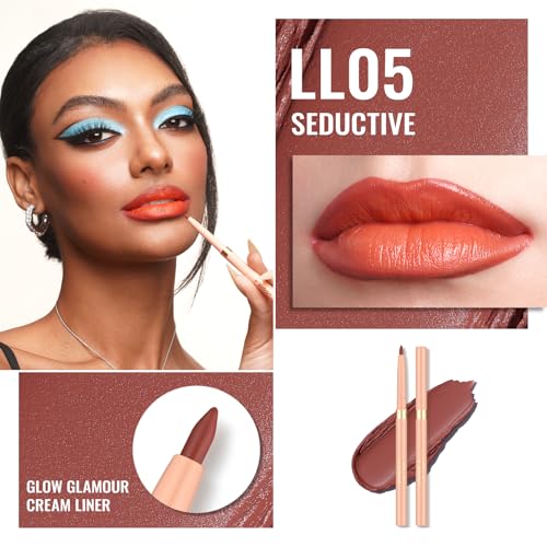 Oulac Lipstick & Lipliner Set 3PCS High Impact Lipcolor with Moisturizing Formula, Vegan Beauty, Full-Coverage Lip Color, Gift Lipstick for Women, LL05+05+GM12