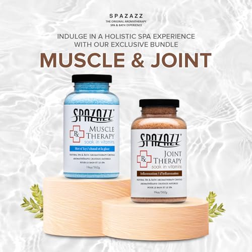 Spazazz RX Therapy Joint & Muscle Spa Salts with 5-Point Handheld Massager | Aromatherapy Bath Crystals