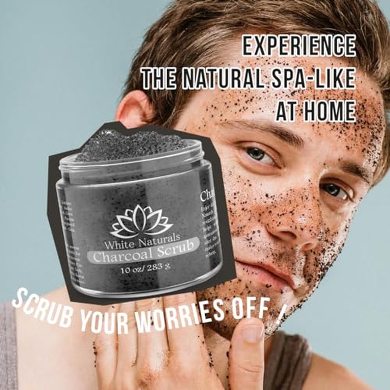 Charcoal Body Scrub, Moisturizing and Exfoliating Face & Foot Scrub, Organic Scrub Fights Stretch Marks, Fine Lines, and Natural Exfoliator Salt Body Scrub for Toning Skin Cellulite Skin Care Body
