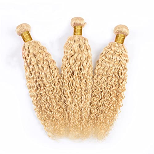 NerriHou 613 Blonde Water Wave Human Hair Bundles #613 W / 14, 16, 18 Inch, Unprocessed Virgin Brazilian Hair, 3-Pack 150g